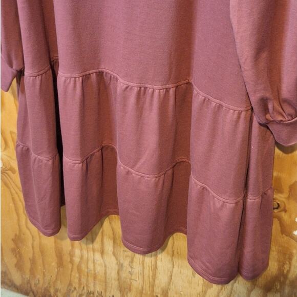 Ava James Dress Women's 3X Mauve Tiered Mini Balloon Sleeves Comfy Loungewear - Picture 6 of 10